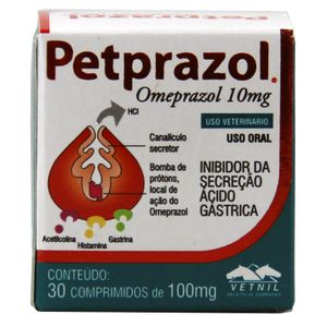 Petprazol 10mg 30 comprimidos Vetnil Omeprazol Cães e Gatos