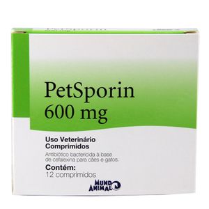Petsporin 600mg 12 comp Mundo Animal Antibiótico Cães e Gatos