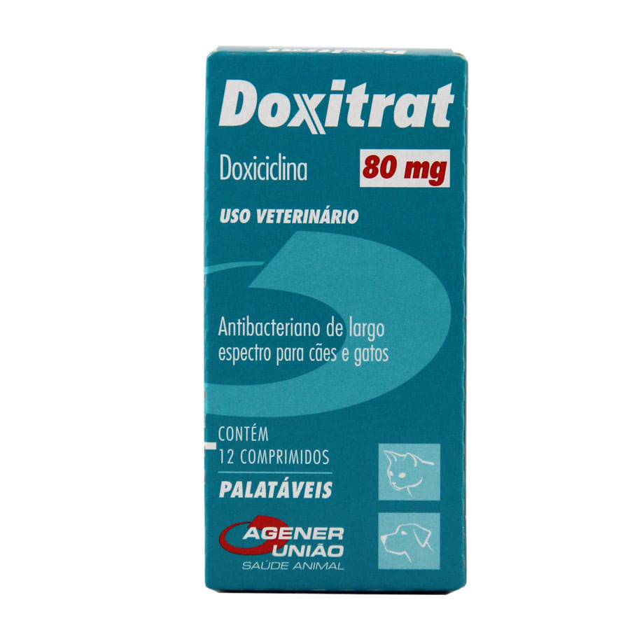 Doxitrat 80mg 12 comprimidos Antibiótico Cães e Gatos Agener