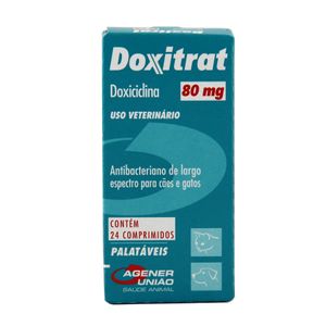Doxitrat 80mg 24 comprimidos Agener Antibiótico Cães e Gatos