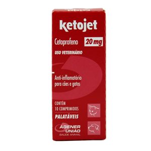 Ketojet 20mg 10 comprimidos Agener Anti-inflamatório Cães e Gatos
