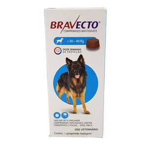 Bravecto Cães 20 a 40kg 1000mg MSD Antipulgas e Carrapatos