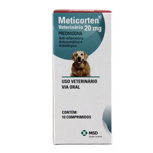 Meticorten Veterinário 20mg 10 comp MSD Cães e Gatos
