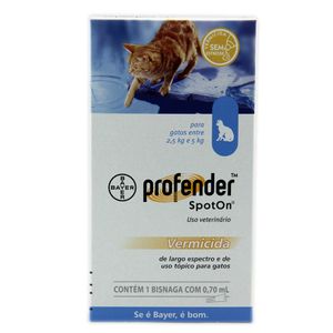 Profender Spot On Gatos 2,5 a 5kg 0,7ml Bayer vermifugo tópico