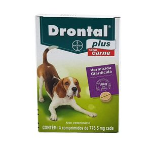 Drontal Plus Carne Cães 10kg 4 comprimidos Bayer vermífugo cães