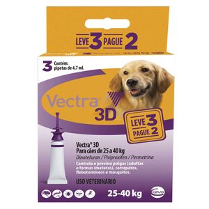 Vectra 3D Cães 25 a 40kg 3 pipetas Ceva Anti-pulgas Carrapatos e Mosquitos