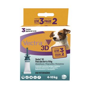 Vectra 3D Cães 4 a 10kg 3 pipetas Anti-pulgas Ceva