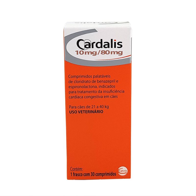 Cardalis 10mg/80mg 21 a 40kg 30 comp Ceva Insuficiência Cardíaca