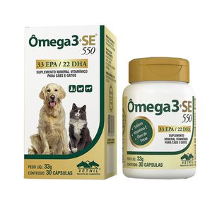 Omega 3+SE 550 30 cápsulas Vetnil Suplemento Cães e Gatos