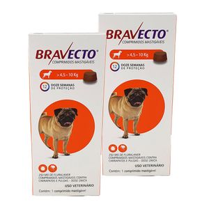 Bravecto Cães 4,5 a 10kg KIT 2 unid Antipulgas e Carrapatos MSD