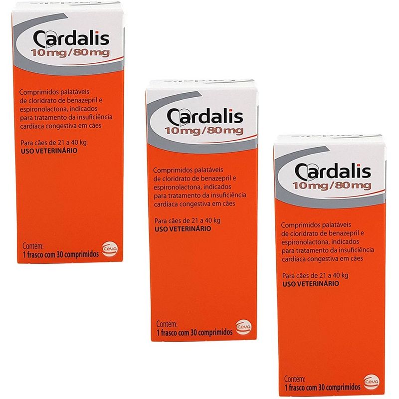 Cardalis 10mg/80mg cães 21 a 40kg Kit 3 unidades Ceva Farmácia de