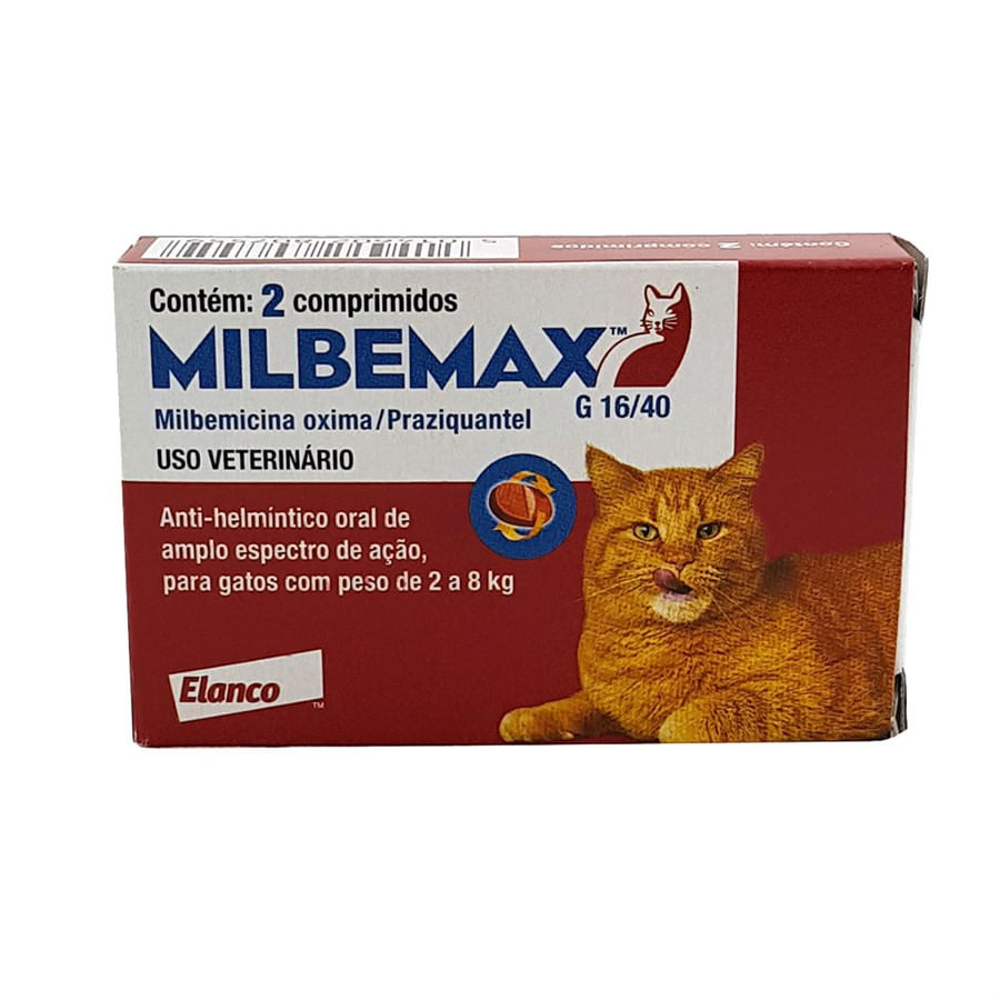 Milbemax Vermífugo Gatos 2 a 8kg Novartis 2 comprimidos | Farmácia de