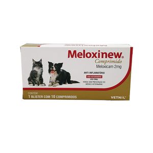 Meloxinew 2mg 10 comprimidos Vetnil Anti-inflamatório cães e gatos