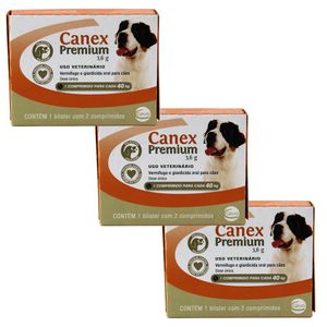 Canex Premium 40kg 2 comp KIT 3 cx 3,6g Ceva Vermífugo Cães