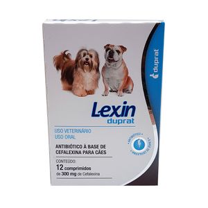 Lexin 300mg 12 comp Duprat Antibiótico Cefalexina Cães