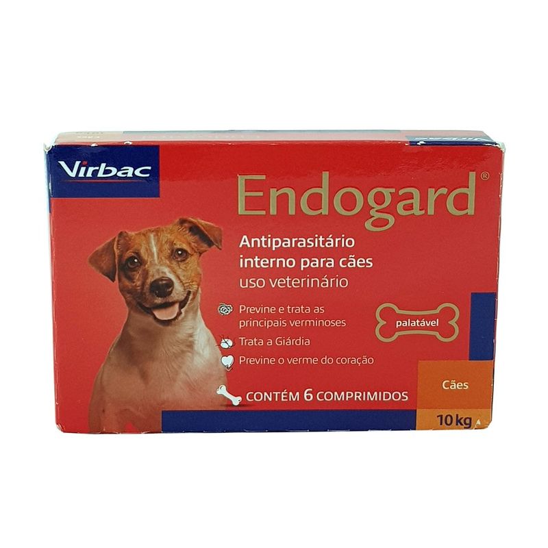 Vermifugo Endogard Cães 10kg 6 comprimidos Virbac | Farmácia de Bicho