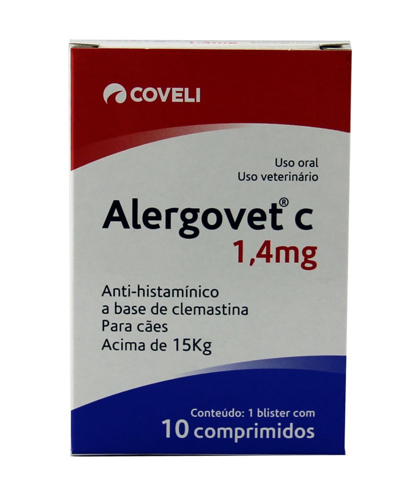 Alergovet C 1,4mg 10 comprimidos Coveli Antialérgico Cães | Farmácia