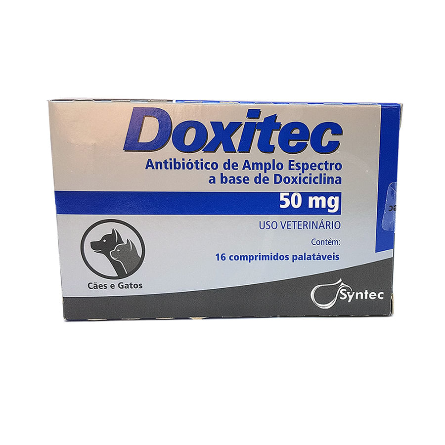 Doxitec 50mg 16 comprimidos Syntec Antibiótico Cães e Gatos