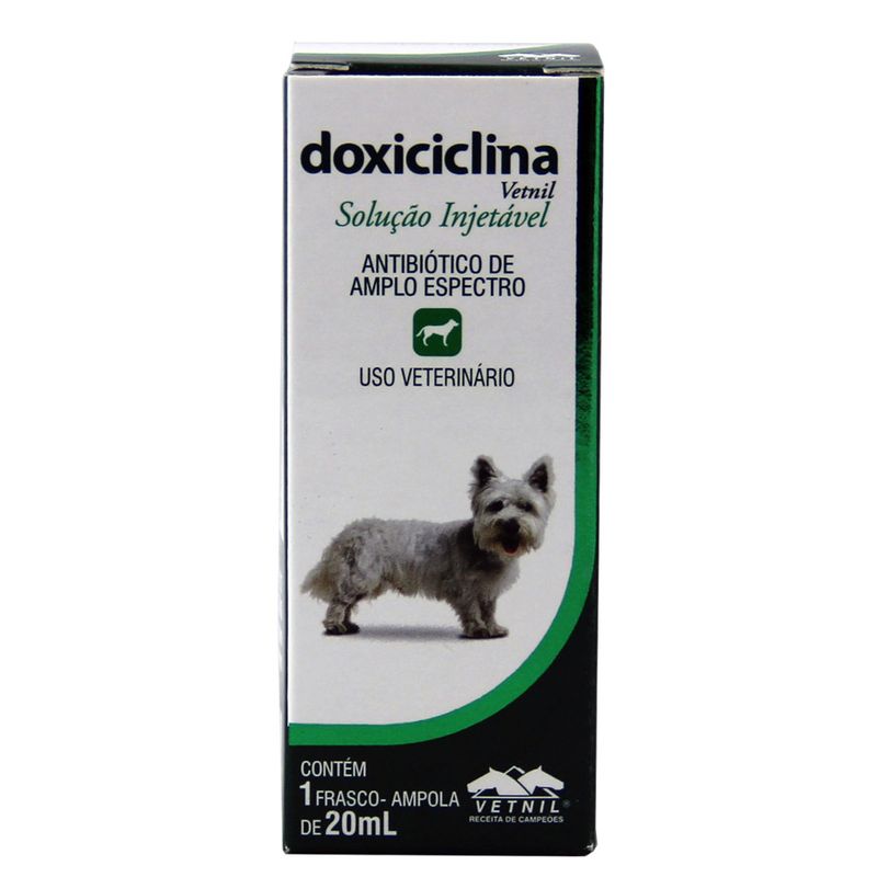 Doxiciclina Injetável 20ml - Vetnil | Farmácia de Bicho - Farmácia de Bicho