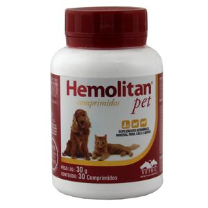 Hemolitan Pet 30 comprimidos Vetnil Suplemento Cães e Gatos