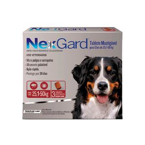 Nexgard GG Cães 25,1 a 50kg 3 Tabs Antipulgas e Carrapatos Merial