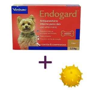 Vermifugo Endogard Cães 2,5kg 6 comprimidos Virbac + Brinde