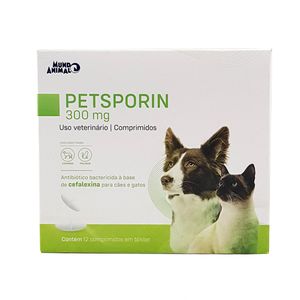 Petsporin 300mg 12 comp Mundo Animal Antibiótico Cães e Gatos